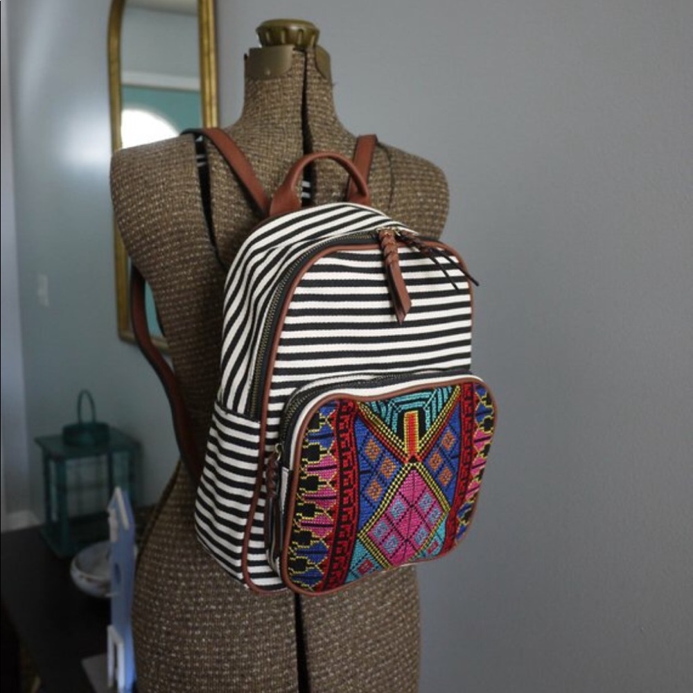 MMS Design Studio Boho Navy Striped Backpack